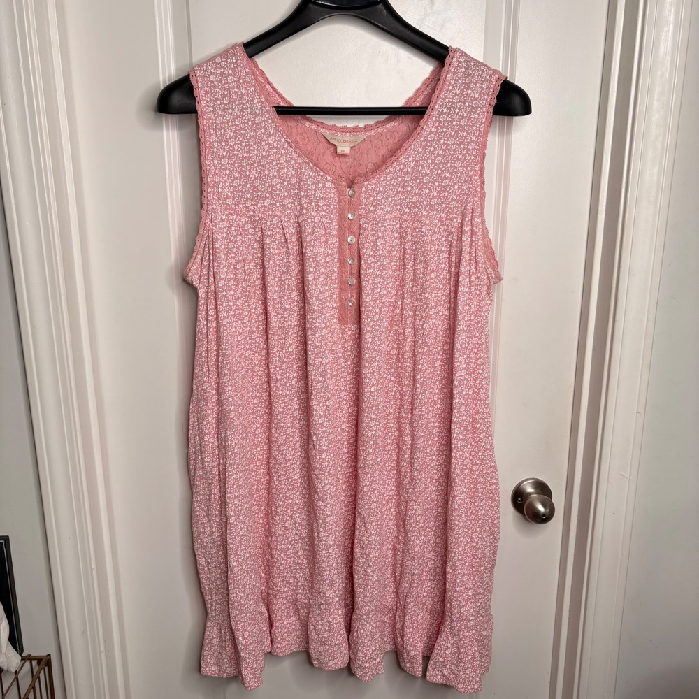 April Cornell Pink Floral Lace Nightgown XXL Sleepwear Cottagecore Prairie - Picture 1 of 6